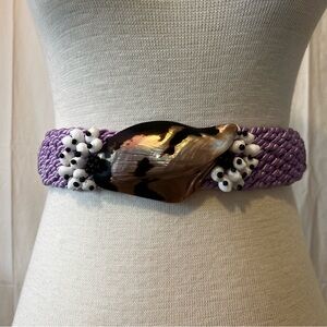 Vintage Purple Woven Belt with Shell Accent